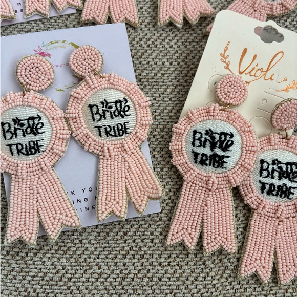 Pink Beaded Bride Tribe Earrings 5 pairs - Picture 1 of 9